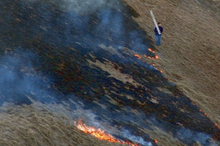 Ликвидация возгорания травы на склоне набережной Федоровского в Нижнем Новгороде