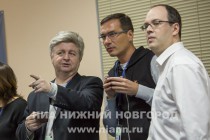 Встреча нижегородского PR-клуба. Андрей Чугунов, Дмитрий Митрохин и Евгений Закаблуковский (слева направо)