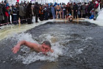 Шоу моржей - проведение заплыва в открытой воде