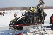 Вертолет был доставлен на левый берег Волги