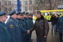 Сергей Шойгу приветствует личный состав Приволжского регионального центра МЧС России