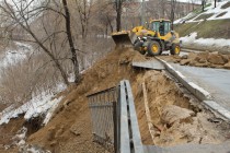 Ликвидация последствий оползня на Зеленском съезде Нижнего Новгорода