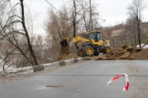 Ликвидация последствий оползня на Зеленском съезде Нижнего Новгорода