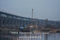 Строительные работы на противоположном от Нижнего Новгорода берегу