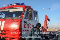Тренировка личного состава специальной пожарно-спасательной части по забору воды с высоты около 50-ти метров