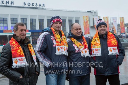 Торжественная встреча Олимпийского огня в Нижнем Новгороде
