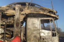 Седельный тягач с полуприцепом загорелся на трассе М-7 в Кстовском районе