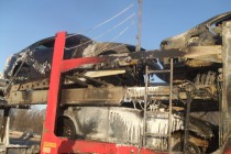 Седельный тягач с полуприцепом загорелся на трассе М-7 в Кстовском районе