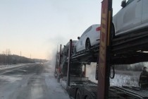 Седельный тягач с полуприцепом загорелся на трассе М-7 в Кстовском районе