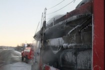 Седельный тягач с полуприцепом загорелся на трассе М-7 в Кстовском районе