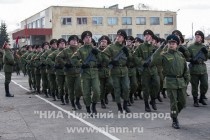 Первая тренировка пешей колонны, участвующей в параде войск Нижегородского гарнизона