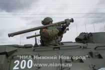 Первая тренировка парадных расчетов и механизированной колонны в полном составе прошла на Нижне-Волжской набережной в Нижнем Новгороде