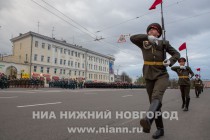 Первая тренировка военного парада на площади Минина и Пожарского в Нижнем Новгороде