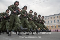 Первая тренировка военного парада на площади Минина и Пожарского в Нижнем Новгороде