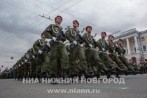 Первая тренировка военного парада на площади Минина и Пожарского в Нижнем Новгороде