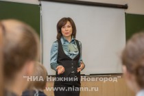 Редактор и ведущая дирекции информационного вещания телекомпании Волга Ирина Зрячева на мастер-классе в лицее №8