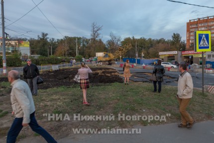 Провал грунта на ул. Горной в Нижнем Новгороде
