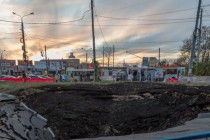 Провал грунта на ул. Горной в Нижнем Новгороде