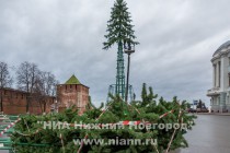 Монтаж главной новогодней елки начался в Нижнем Новгороде