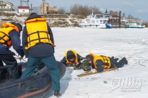 Тактико-специальные учения с аварийно-спасательным отрядом Нижегородской области спасателей в преддверии паводка