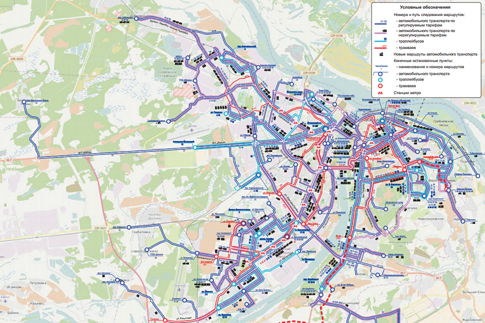Схема маршрутной сети Нижнего Новгорода