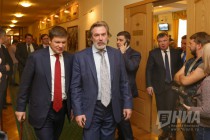 Министр строительства Нижегородской области Антон Аверин и депутат регионального Законодательного собрания VI созыва Александр Табачников (слева направо)