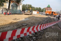 Ремонтные работы на ул. Большая Покровская в Нижнем Новгороде