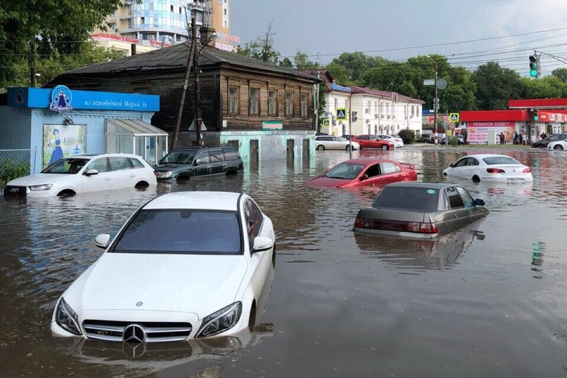 затопление ул. Ковалихинской после дождя 19 июня