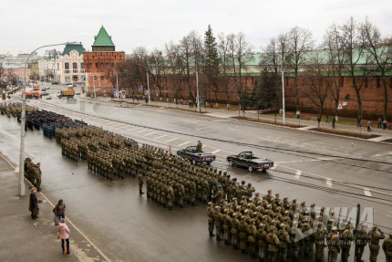 Первая репетиция парада Победы в Нижнем Новгороде 12 апреля