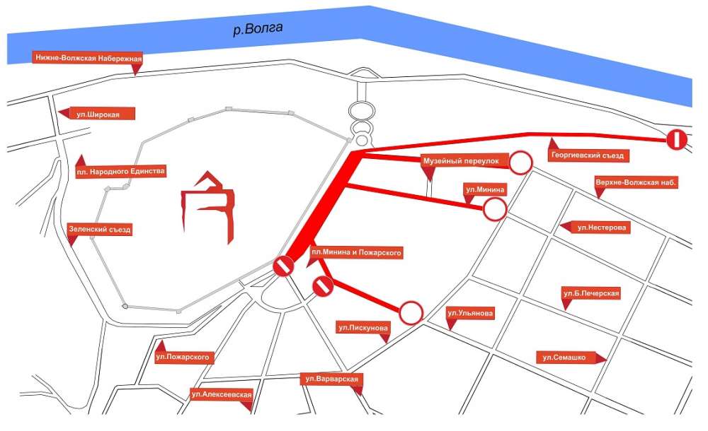 Схема движения 9 мая нижний новгород