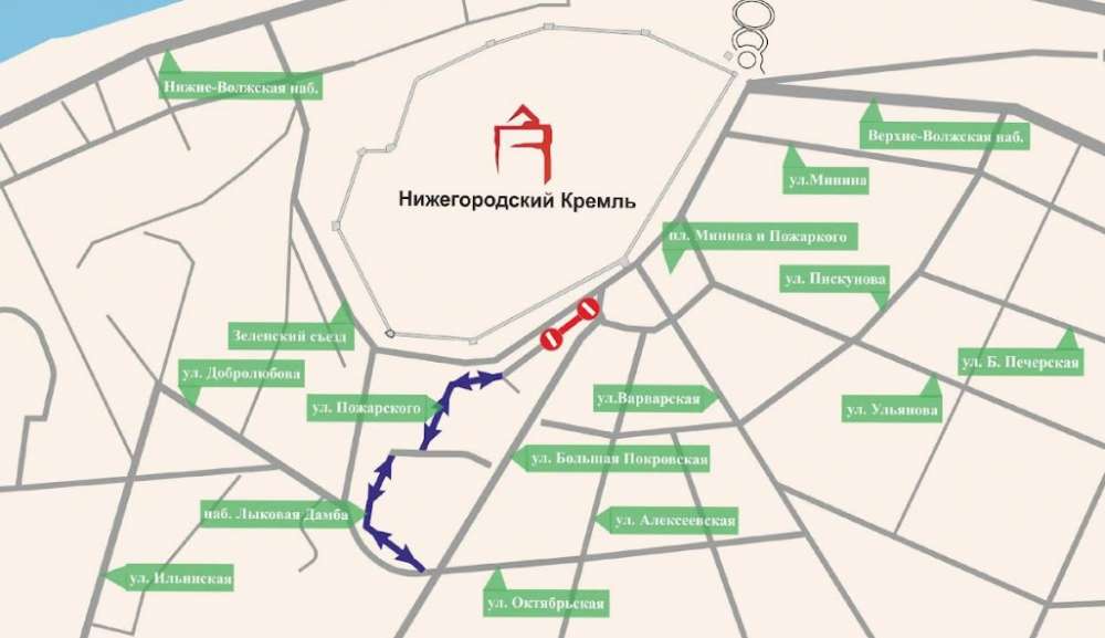 Участок улицы Пожарского в Нижнем Новгороде будет закрыт для транспорта 10-13 марта