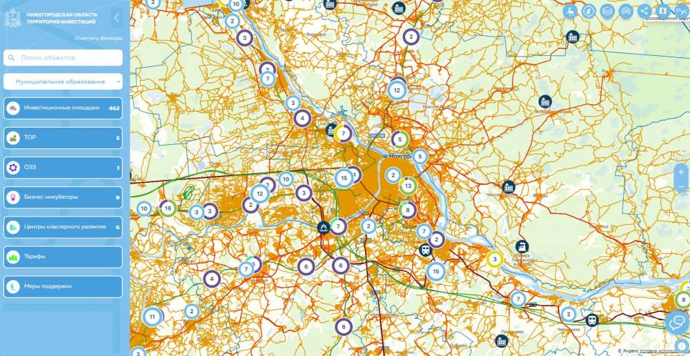 Инвесткарту Нижегородской области дополнили информацией о дорогах