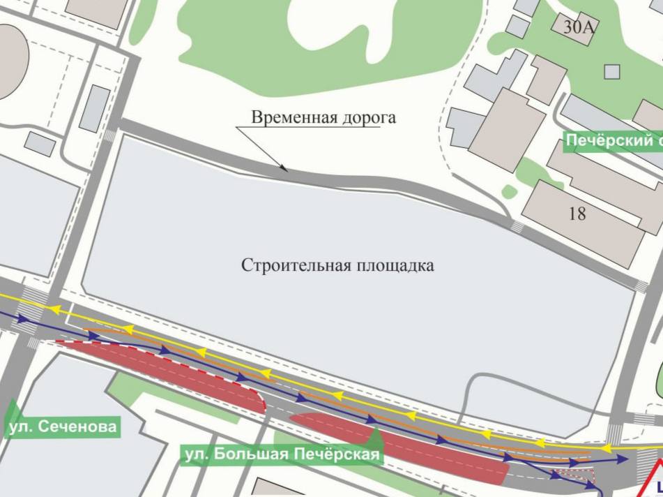 Часть Большой Печерской перекрыли для переустройства инженерных сетей