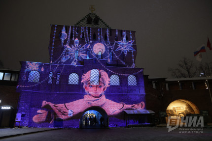 Новогодний мэппинг на башне Нижегородского кремля: как это выглядит